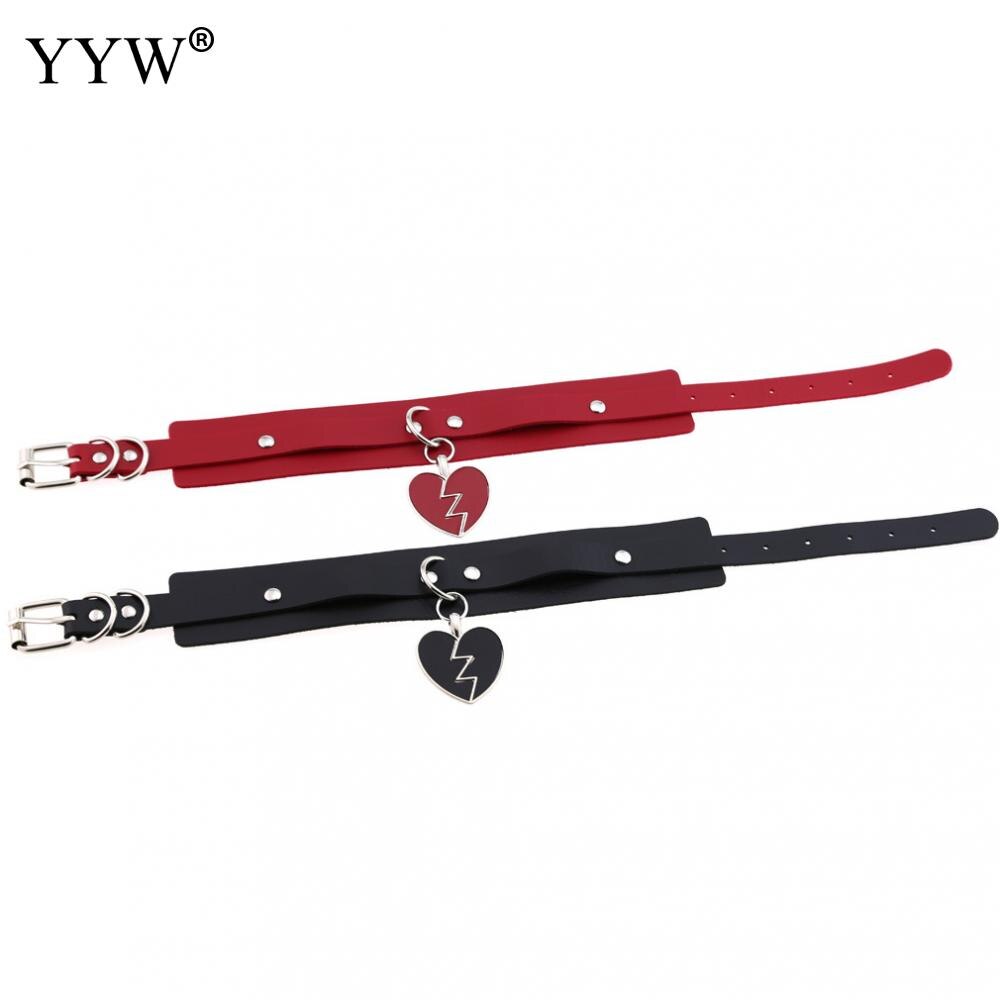 Zwarte Punk Hart Choker Kraag Goth Kettingen Rock Gothic Sieraden Leer Choker Vrouwen Meisjes