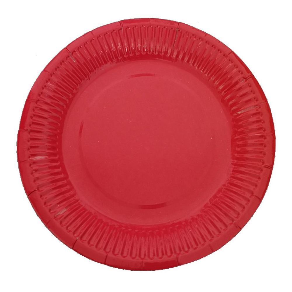 10Pcs Einweg Papier Platten Geburtstag Party Kreis Platte Obst Platte Kuchen Tablett Geschirr Geburtstag Partei Liefert: Rot