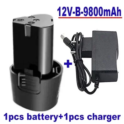 Destornillador eléctrico tipo B 100% Original, batería de carga universal, taladro eléctrico, batería de iones de litio, 12V, 9800mAh: Rojo