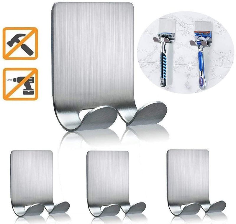 1 pz in acciaio inox porta rasoio doccia uomini rasatura rasoio mensola rasatura rasoio cremagliera cremagliera bagno gancio appendiabiti organizzatore