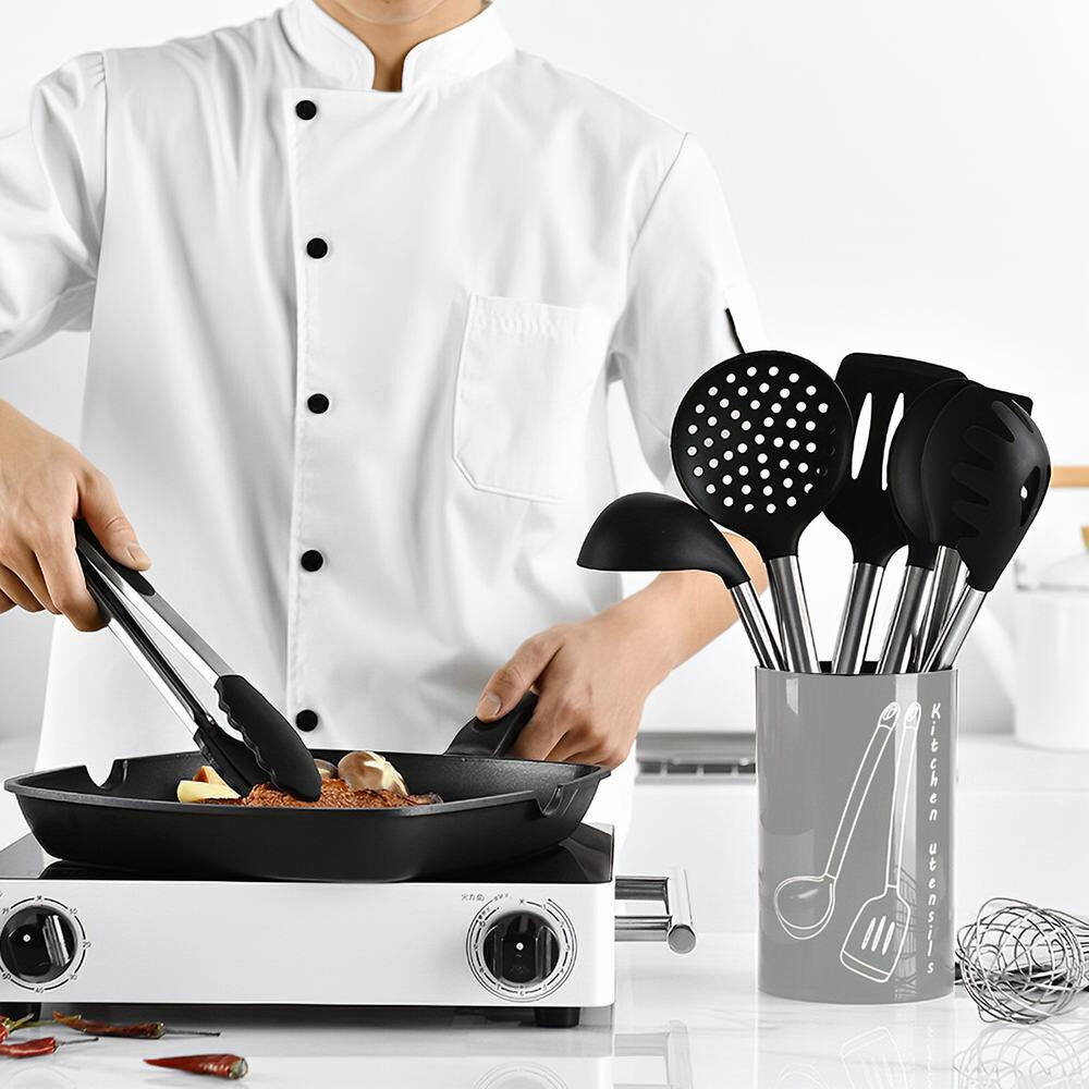 Ensemble d'outils de cuisine | Ustensiles de cuisine, ustensiles de cuisine, ustensiles de cuisine, ustensiles de cuisine inclus ustensiles de cuisine antiadhésifs, serveur de Spaghetti, louche à soupe, tourneur à fente, seau de rangement de fouet