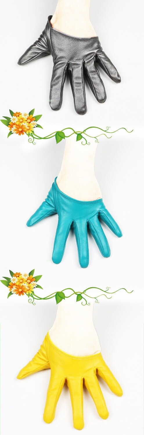 Multiple Color Women Patent leathe Gloves Women Solid Wrist Performance Dancing Mittens Driving Gloves
