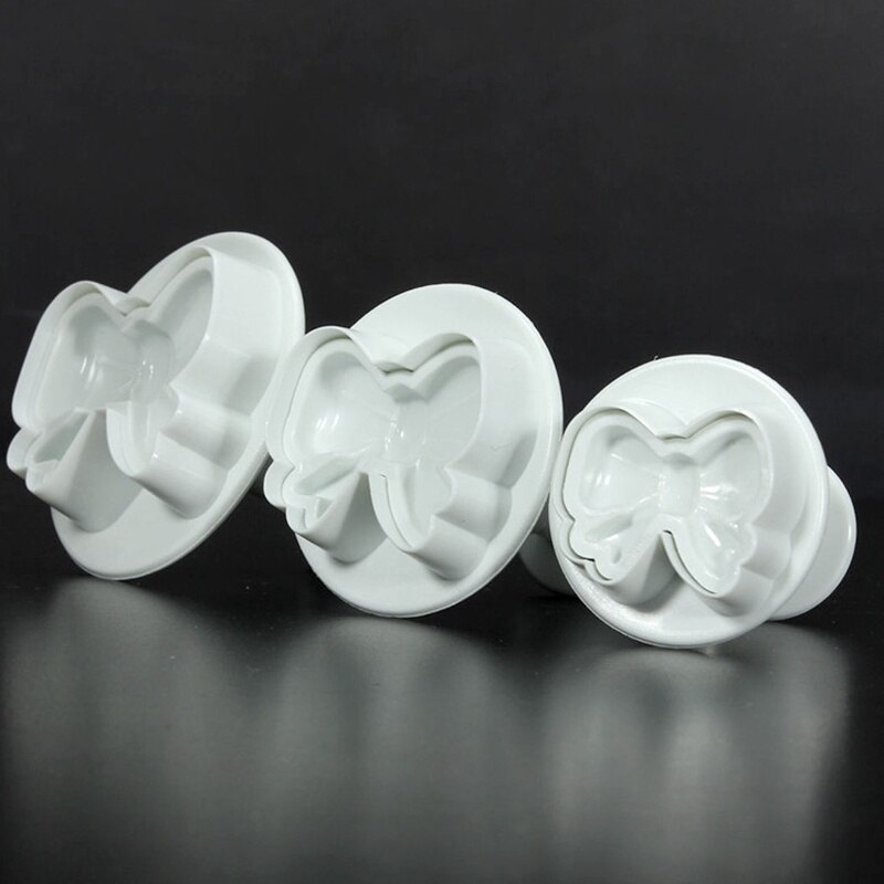 3Pcs/set Bow Plunger Sugar DIY Cake Cookies Decorating Fondant Icing Bow Shape Cutter Tools