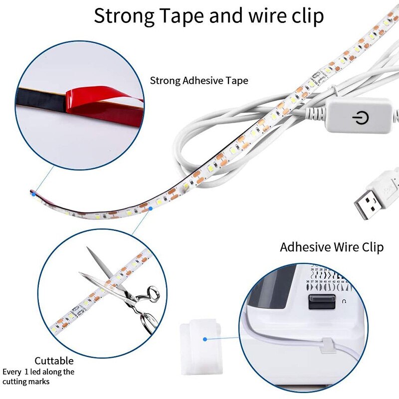 Naaimachine lichtstrip, led met verlichtingsset, met usb-voeding, voor alle naaimachines