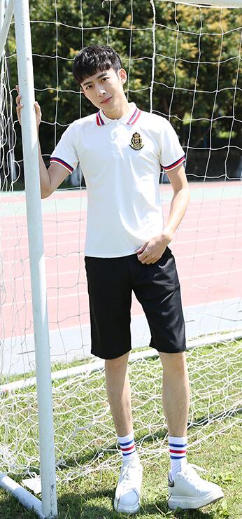 Students Summer School Uniform Boy Girls Polo Shirt School Wear Student Uniform Cheerleading Clothes Sportswear D-0563: Boy / XXL