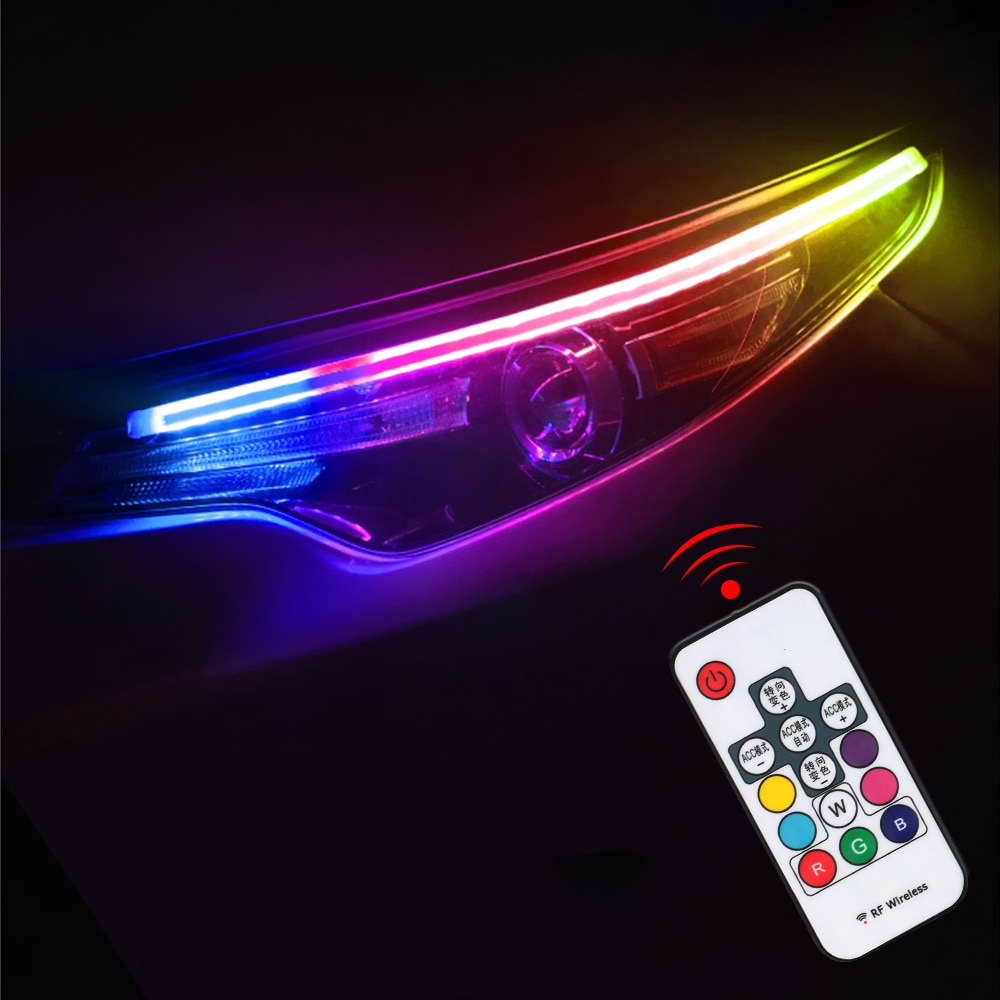 Leepee led richtingaanwijzers drl 2 stuks/set universele multicolor led lichtstrip auto rgb dagrijverlichting flexibel