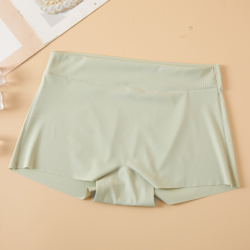 Bezszwowe jedwabne damskie krótkie spodnie bezpieczeństwa nylonowe majtki bezśladowe dziewczęce opróżnione szorty bokserki letnia fajna bielizna damska: zielony / L(weight 48-58kg)