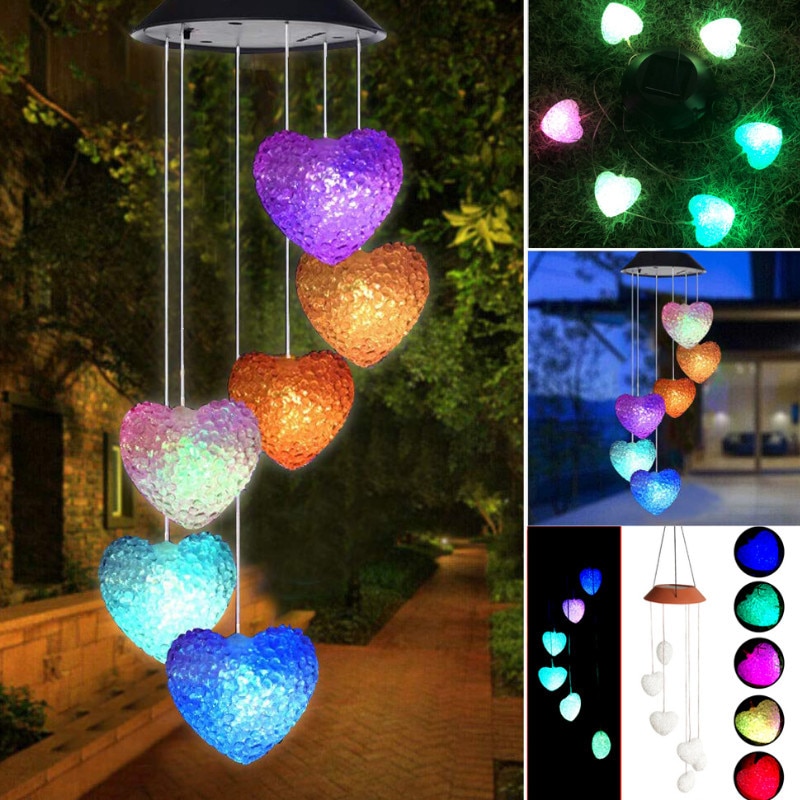 14 Style Solar Wood Squirrel Unicorn Star Wind Chime Color Changing Solar LED String Lights Outdoor Mobile Hanging Patio Light