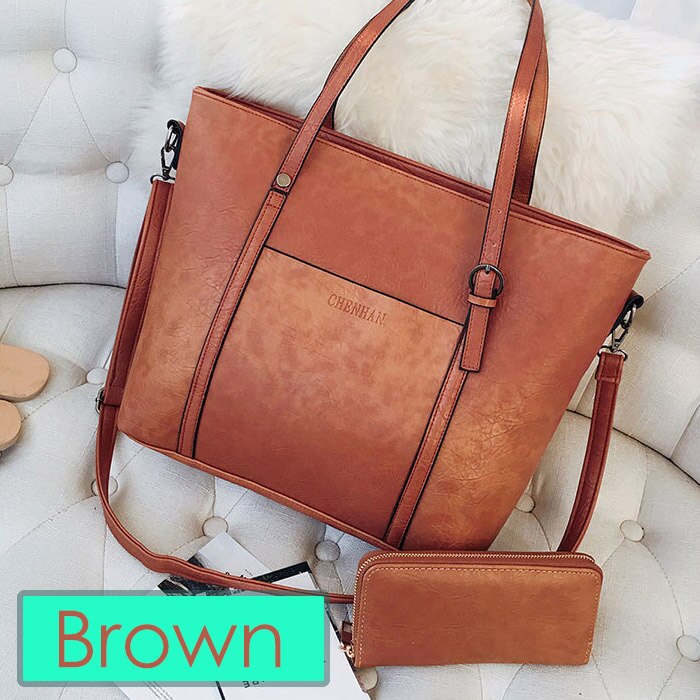 ZMQN Handtaschen frauen Leder Vintage Weibliche Tote Umhängetaschen Für Frauen Große Kapazität Geldbörsen und Handtasche Bolsas Femininas C664: Brown