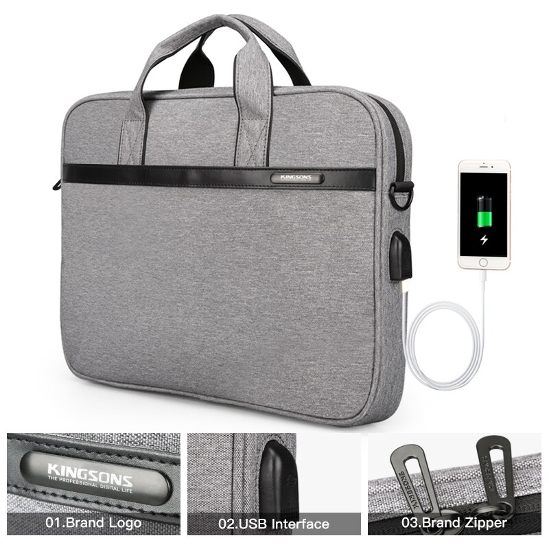 KINGSONS 11'' 12'' 13'' 14'' 15'' Laptop Sleeve Bag Waterproof Notebook Tablet Bags Case Messenger Shoulder for Men Women