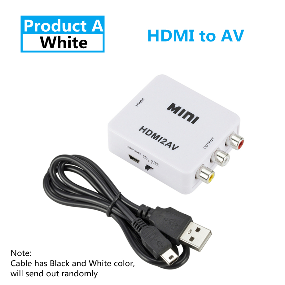 Adaptador de escalador de vídeo compuesto, 1080P, HDMI, compatible con AV, caja RCA AV a HDMI, adaptador de escalador de vídeo CVSB L/R: marrón