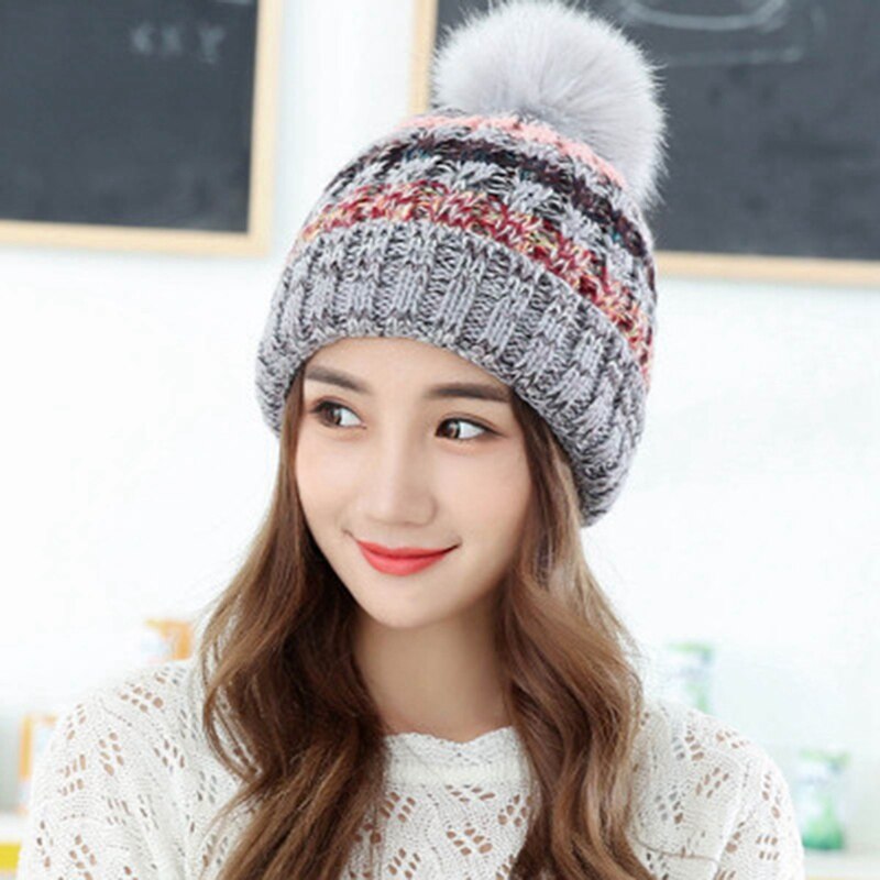 Cable Knitted Bobble Hat Plain Mens Womens Kids Beanie Warm Winter Pom Wooly Cap: HT9594GY