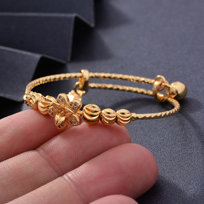 24k 4 stk etnisk guld farve dubai armbånd til drenge piger luksus armbånd armbånd kvinder pige brud dubai armbånd barn smykker