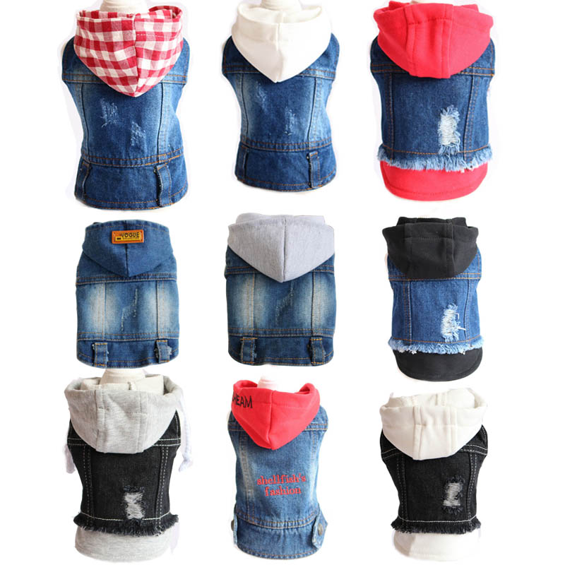 Product Pet Hoodie Jacket For Dog Jeans Spring Dog Clothes Denim T-shirt Puppy Dog Vest Cowboy Cat Coat 10E