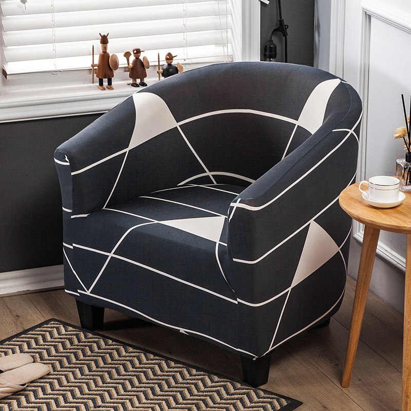 Venytettävä nojatuolin päällinen geometrinen amme kahvi sohvan päällinen klubituoli sohvan slipcover olohuoneen kodin huonekalujen suojaan: H nojatuolin päällinen