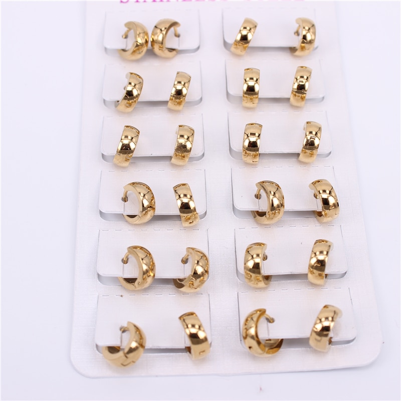 Rvs Populaire Sieraden Diameter 10Mm Oorringen Familie Geluk Sieraden Meisjes Dragen 12Pcs/Card K007