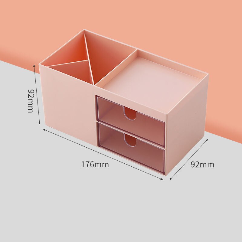 Multifunctional Pen Holder Organizer Cute Student Desktop Stationery Storage Box Office Drawer Pen Case: C