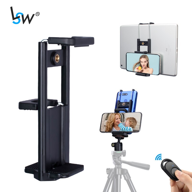 Universal Tablet Holder Tripod Mount Clamp Adapter Compatible with Phone/iPad Pro/Air/ Mini with Cold Shoe For Microphone