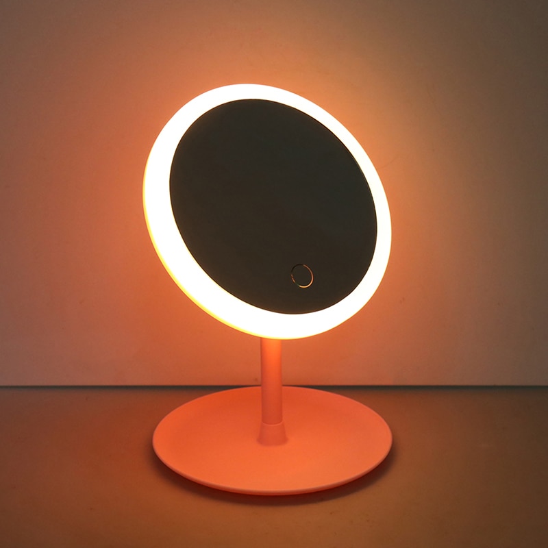 Desk Ring Light Mirror Makeup Vanity Stand Up Led Vanity Mirror USB Use Led Makeup Mirror Smart Touch Control Lighted