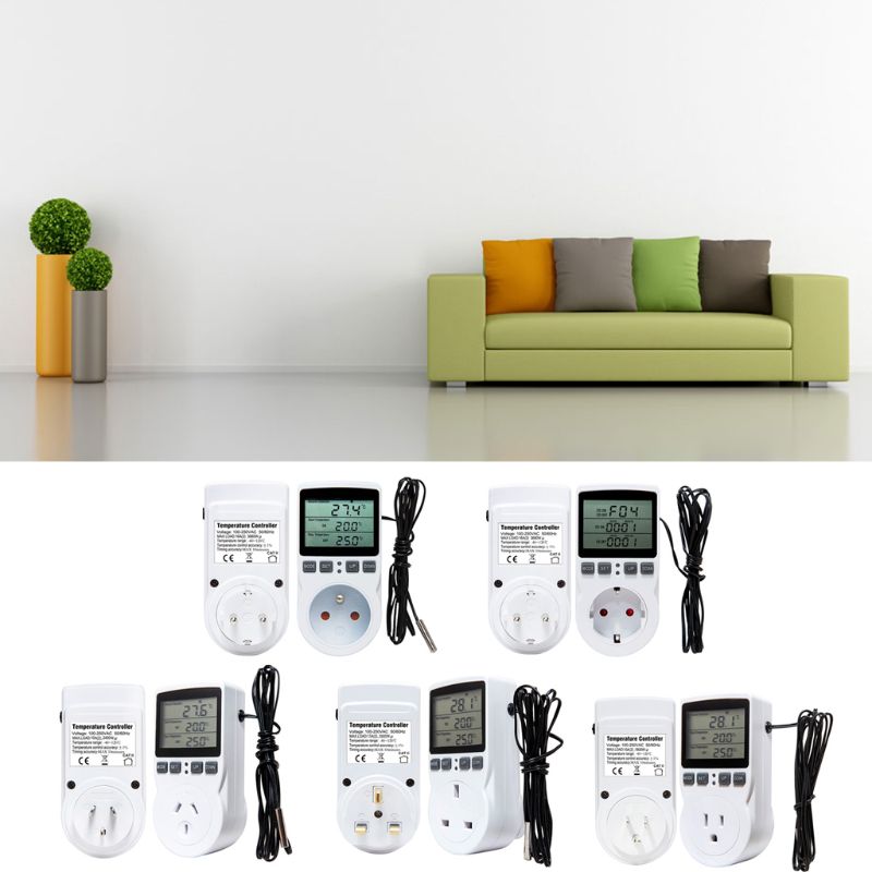 EMOS 2-in-1 stopcontactthermostaat en timer, digitale kamertemperatuurregelaar en timer stopcontact voor verwarming en koeling, radiator, infraroodverwarming, aquarium, terrarium, broeikas
