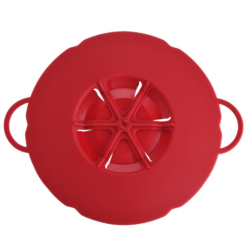 Multifunktionell silikonlock spillpropp anti-overflow grytlock 28.5cm diameter kök gadgers kokkärl lock redskap: Röd