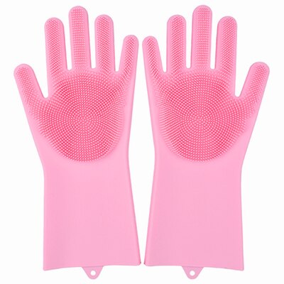 2 Stks/paar Siliconen Afwassen Handschoenen Magic Kitchen Cleaning Handschoenen Huishouden Hittebestendige Rubber Handschoenen Voor Koken En Schoon: Roze