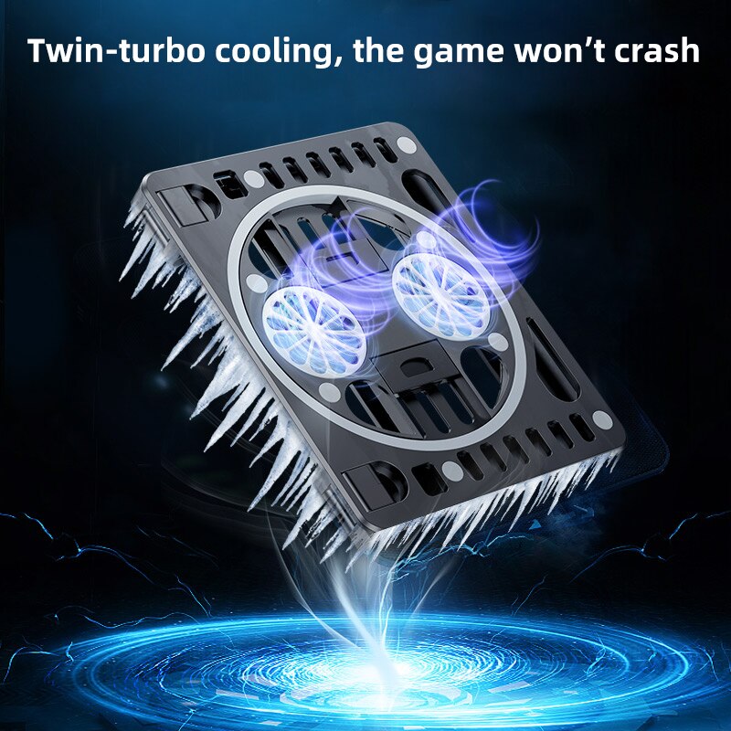 Rotatable Laptop Cooler Laptop Cooling Pad Foldable Notebook Gaming Cooler Stand with Two Fan and USB Ports for 10-17inch Laptop