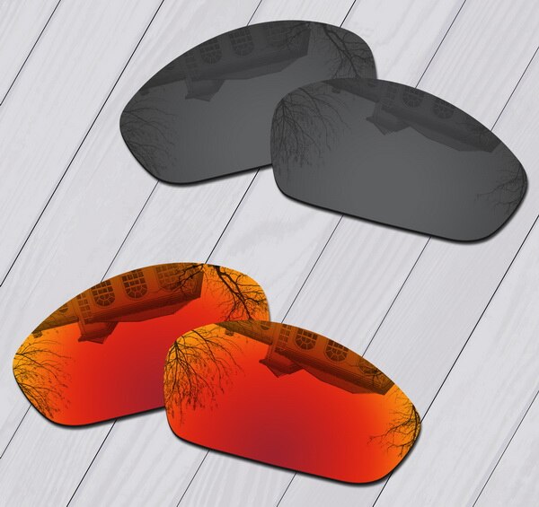 E.O.S Polarized Enhanced Replacement Lenses for Oakley Monster Dog Sunglasses - Multiple Choice: Black-Fire Red