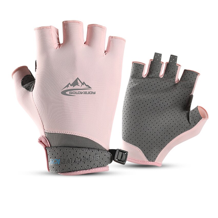 Elastische Männer Finger Handschuhe Reiten Golf Sommer Handschuhe Anti-Uv Sonnenschutz Schweiß-absorbent Atmungs Ice Silk Dünne Handschuhe: Pink Gloves / M Palm Width 7-8cm