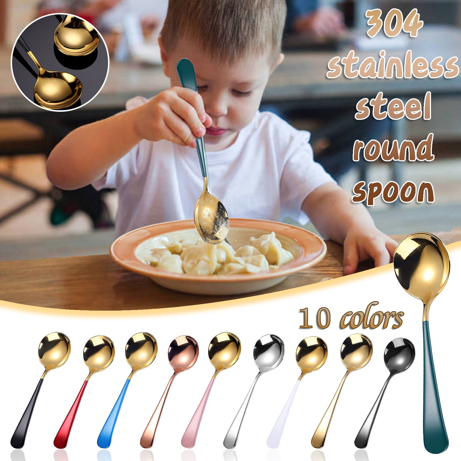 6.2 pouces coloré en acier inoxydable café cuillère longue poignée thé cuillères cuisine chaude boire couverts riz Scoop # Y