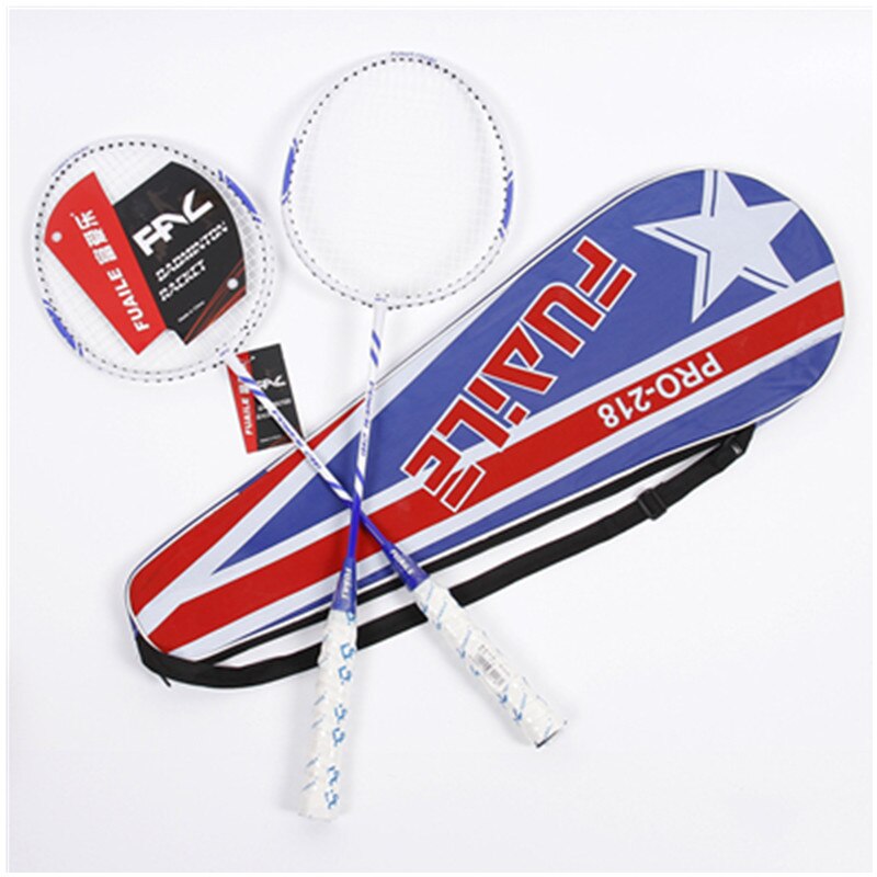 2Pcs Durable Badminton Rackets Family Double Badminton Racquet Iron Alloy Playing Badminton Game Training Equipment