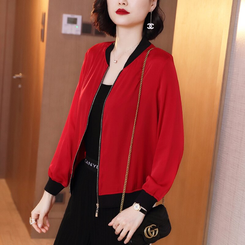 Sommerjakke dame lange armer løse kåper basic jakker bomber tynne dame topper damejakke plus size 5xl klær