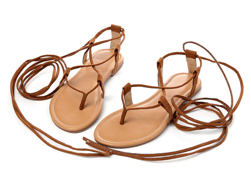 Eilyken Summer Roman Sandals Multiple Cross-Strap tall knee high Bondage Thong Nubuck Women Sandals Flip flops Black Apricot: Brown / 6