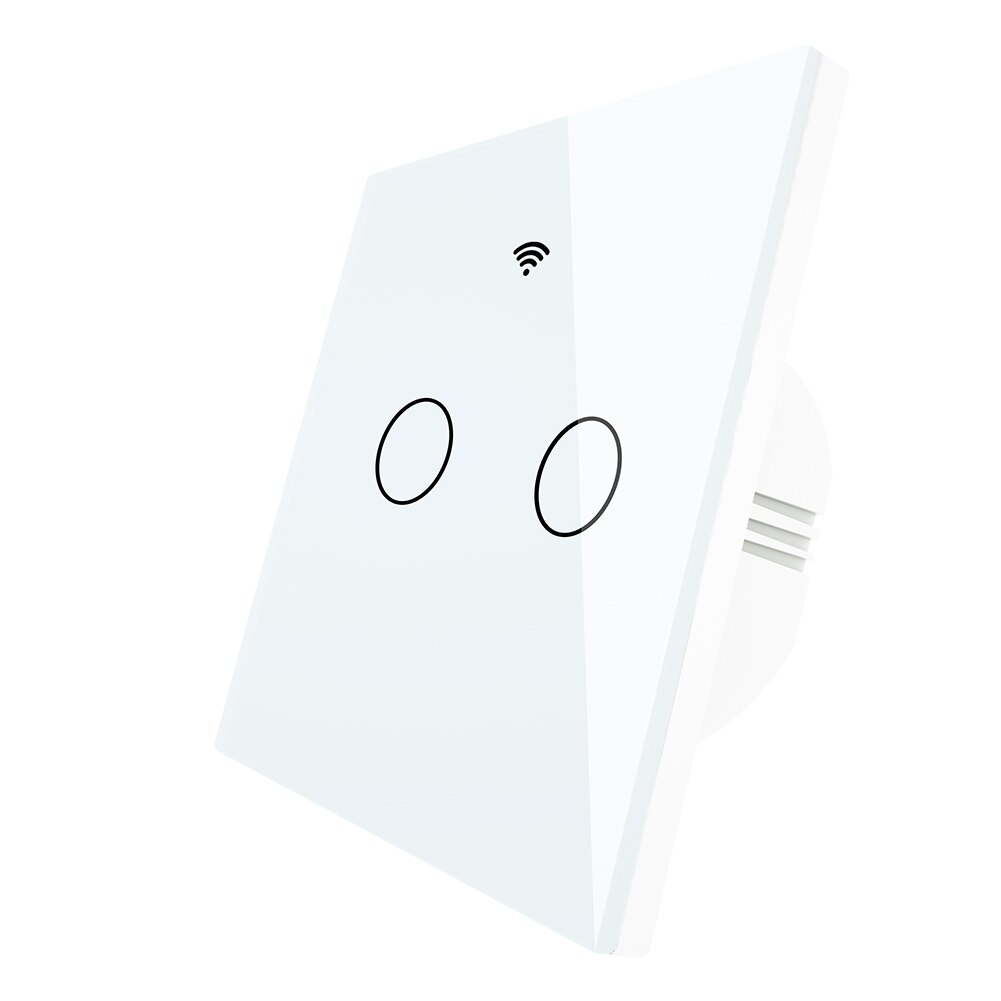 WiFi Smart Glass Panel Touch Switch RF433 Transmitter Wall Panel 1/2/3 Gang Remote Control Switch Works with Alexa Google Home: 2 Gang Master Switch
