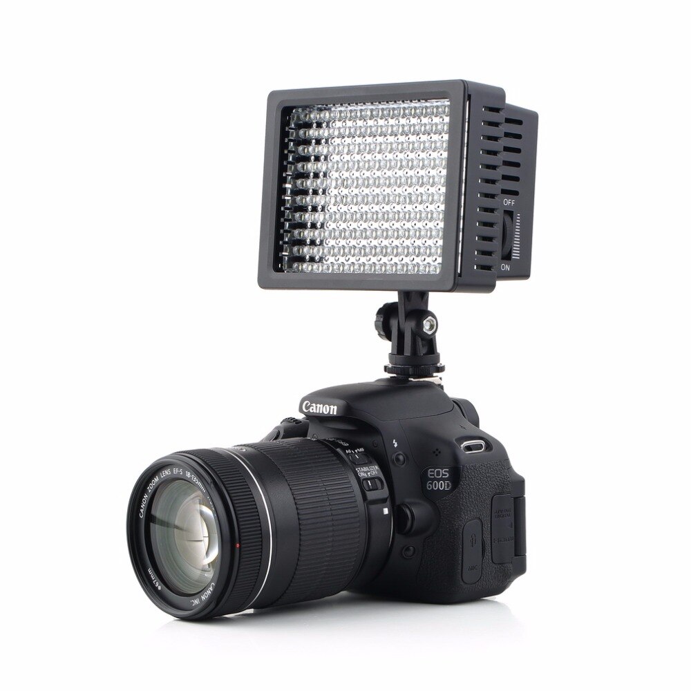 160 led videokamera hd lys lampe 12w 1280lm dæmpbar til canon til nikon til pentax kamera video camcordertop