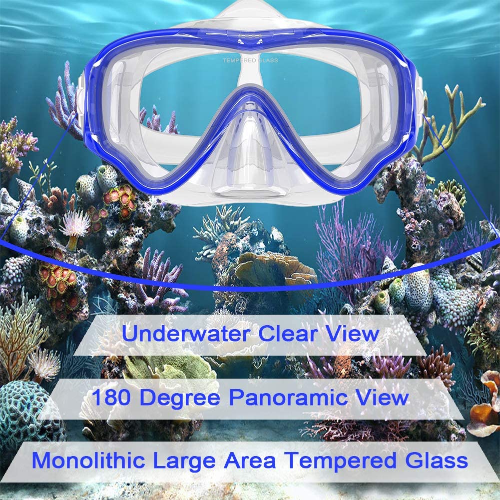 2022 Snorkelling Snorkel Diving Scuba Set Gear for Kids Youth Junior Anti-Fog Tempered Glass Snorkel Mask Snorkeling Swimming