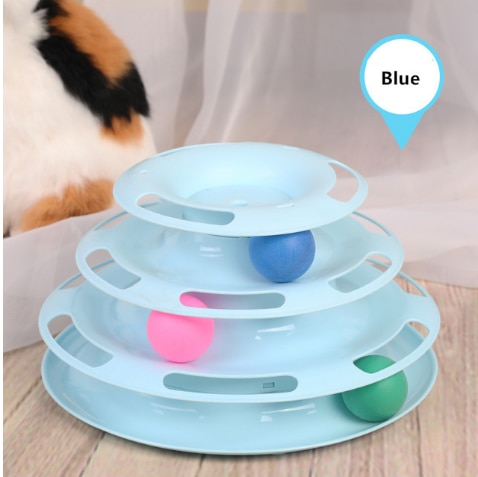 Three Levels Pet Cat Toy Tower Tracks Disc Cat Intelligence Amusement Triple Pay Track Cat Toys Ball Training Amusement Plate: 2