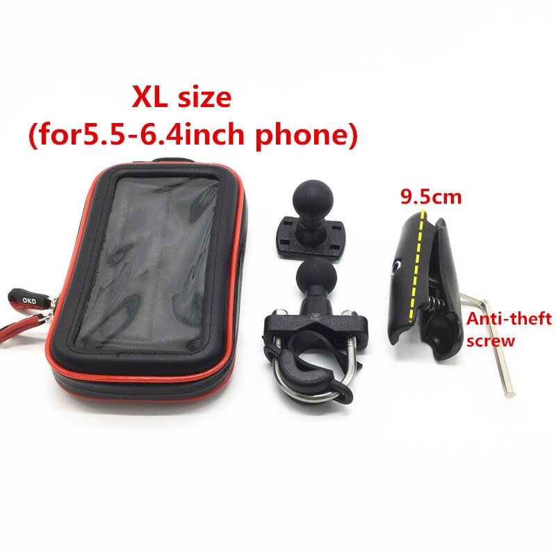 Motorcycle Phone Mount - Waterproof Zipper Case - ABS Plastic - Anti-theft Lever - for Smartphones: kit 5