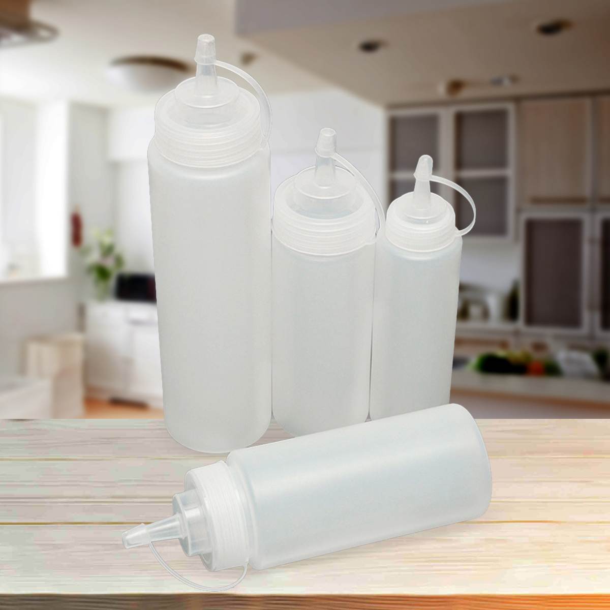 Botellas de aceite para condimentos de Squirt de 8-12Oz, dispensador de miel de plástico con boquillas, salsas de Ketchup, accesorios de cocina