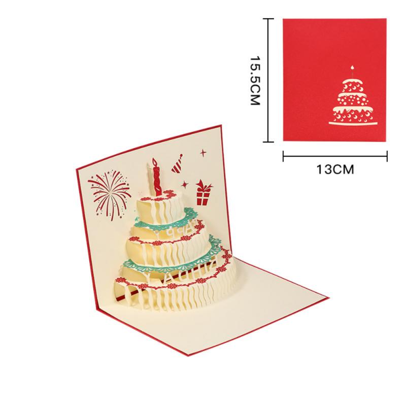 Tarjeta postal de feliz cumpleaños, tarjeta de pastel de cumpleaños, tarjetas de felicitación festivas 3D hechas a mano, de aniversario, postales al por mayor