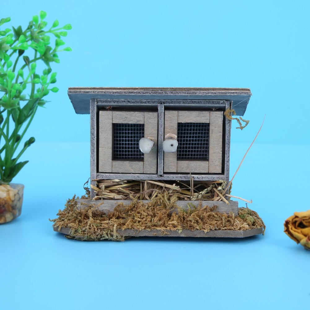 1/12 miniaturen Puppenhaus Holz Simulation Huhn Koop Dekoration Mini Hühnerstall für Puppenhaus Dekoration Zubehör