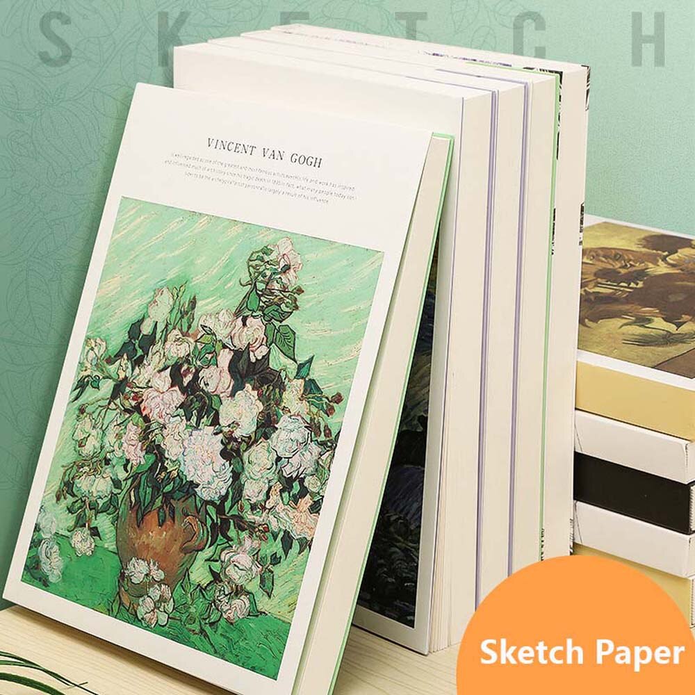 128 Sheets Thickened Paper Sketch Book Beige Paper Art Drawing Painting Book Graffiti Sketchbook School Office Stationery