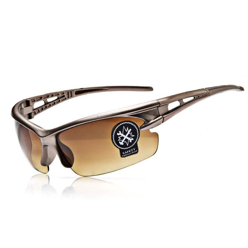 HD Night Vision Fishing Glasses Men Women Anti-glare Sunglasses Outdoor UV400 Windproof Riding Cycling Camping Eyewear Gafas: Brown