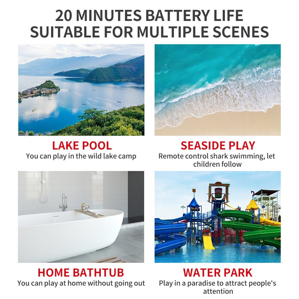 RC Submarine Shark 2.4G Remote Control Electric Shark Rechargeable Water Children's Electric Toy Remote Control Boat