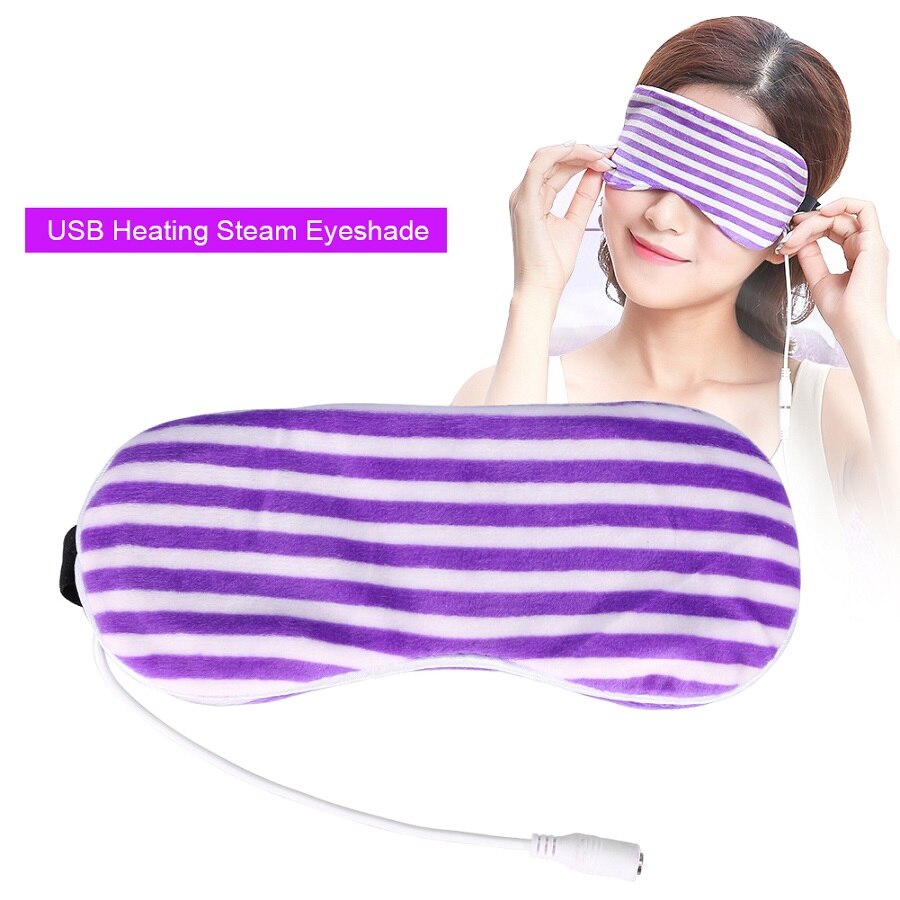 Mascarilla antifaz de vapor con calor USB, máscara de lavanda para ojos, antiojeras parche ocular, masajeador de ojos, alivio de la fatiga, sueño, viaje, sombra de ojos: Purple Stripe