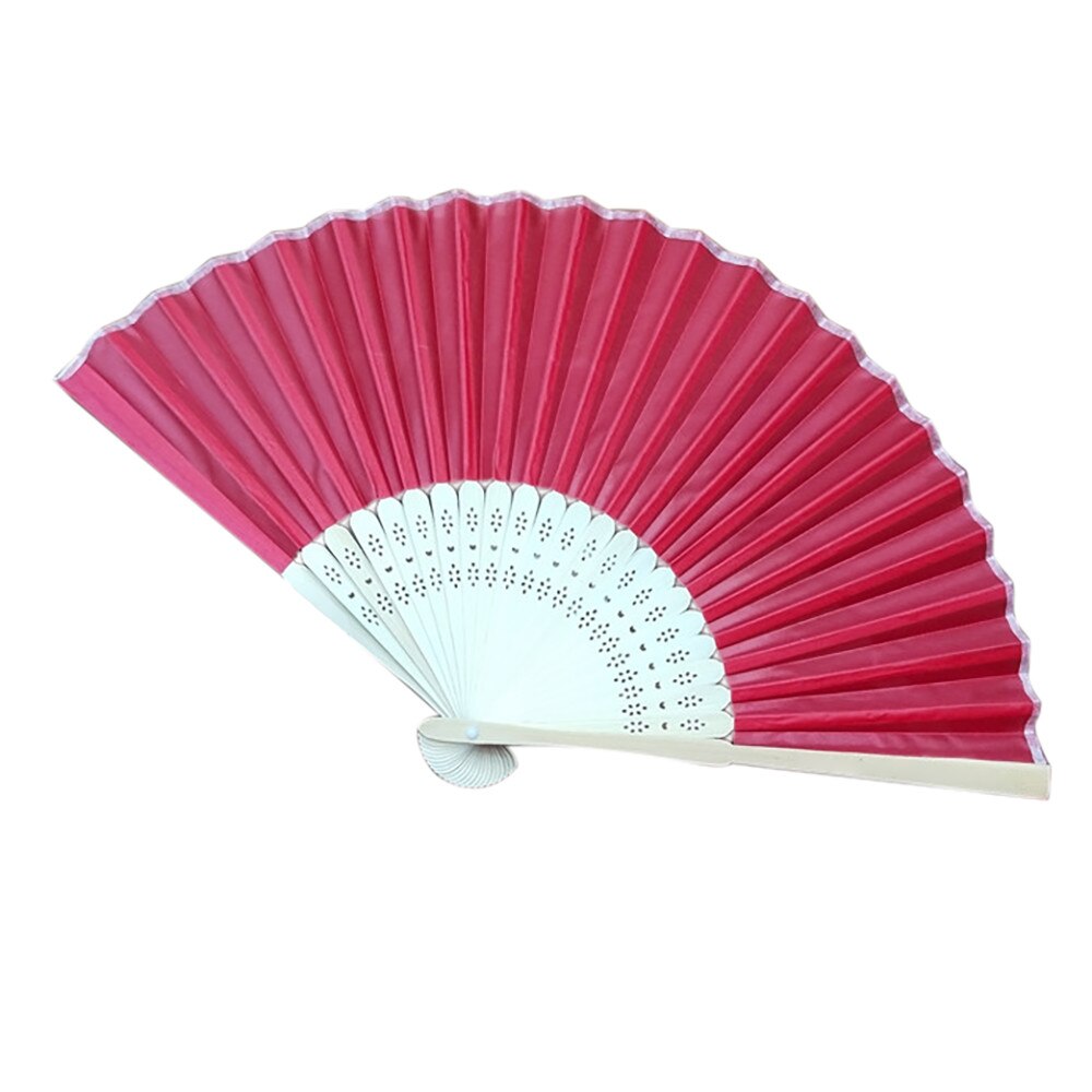 1 Pcs Folding Fan Effen Kleur Chinese Stijl Hand Held Fan Bamboe Zijde Vouwen Fan Party Wedding Decor Ambachten Zomer fans: 6