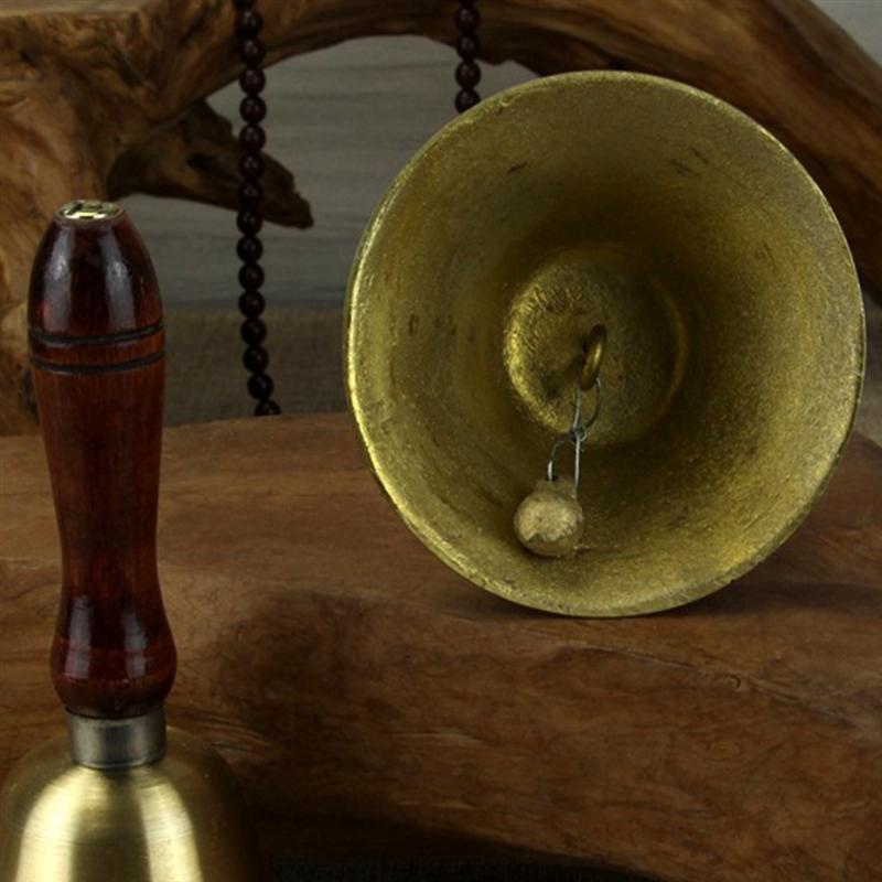 Houten Handvat Hand Bell Metalen Decoratieve Bell Tafelblad Tafelbel Foe Thuis