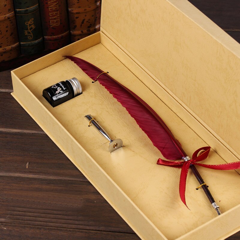 Antieke Natuur Zwaan Veer Dip Pen Set Engels Kalligrafie Kerstcadeau