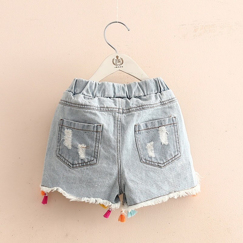 Summer Ethnic Style 3 4 6 8 10 12 Years Teenager Children Short Jeans Pants Baby Kids Hole Denim Tassel Shorts For Girls