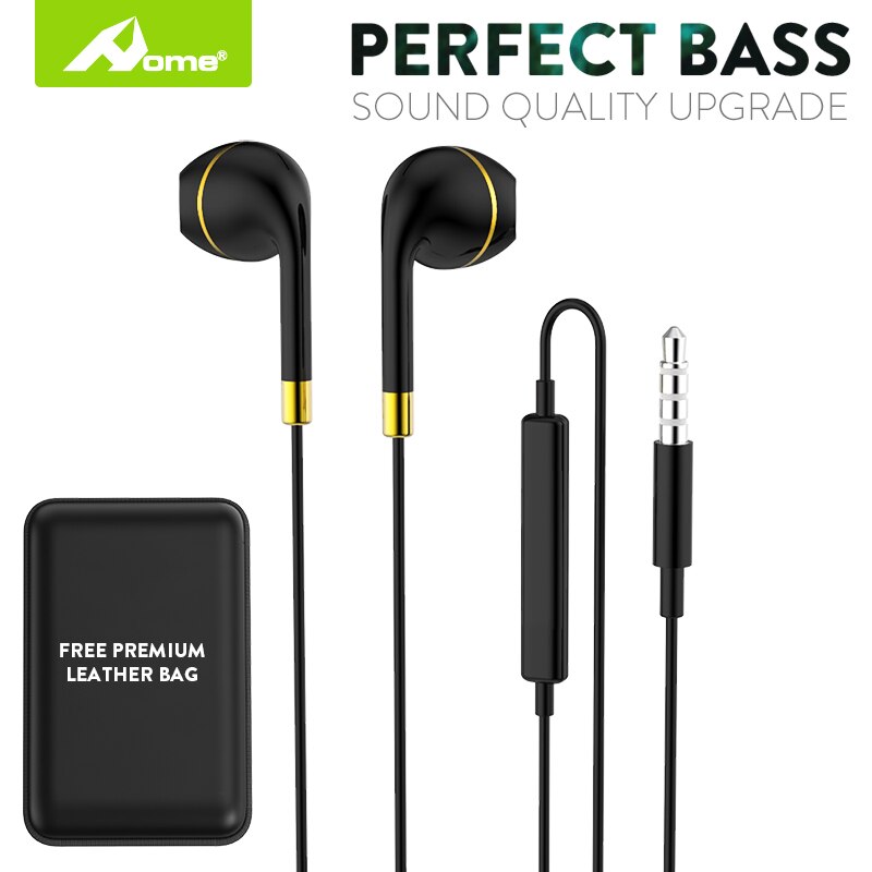 Auriculares intrauditivos con cable y conector de 3,5mm, cascos estéreo con cancelación de ruido y Control de volumen de auriculares para teléfono móvil: black gold UP